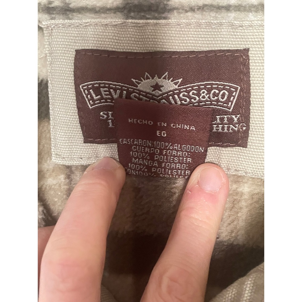 Levi Strauss & Co Mens Canvas Shacket Jacket Tan Utility Chore Fleece Lined XL - Picture 6 of 6